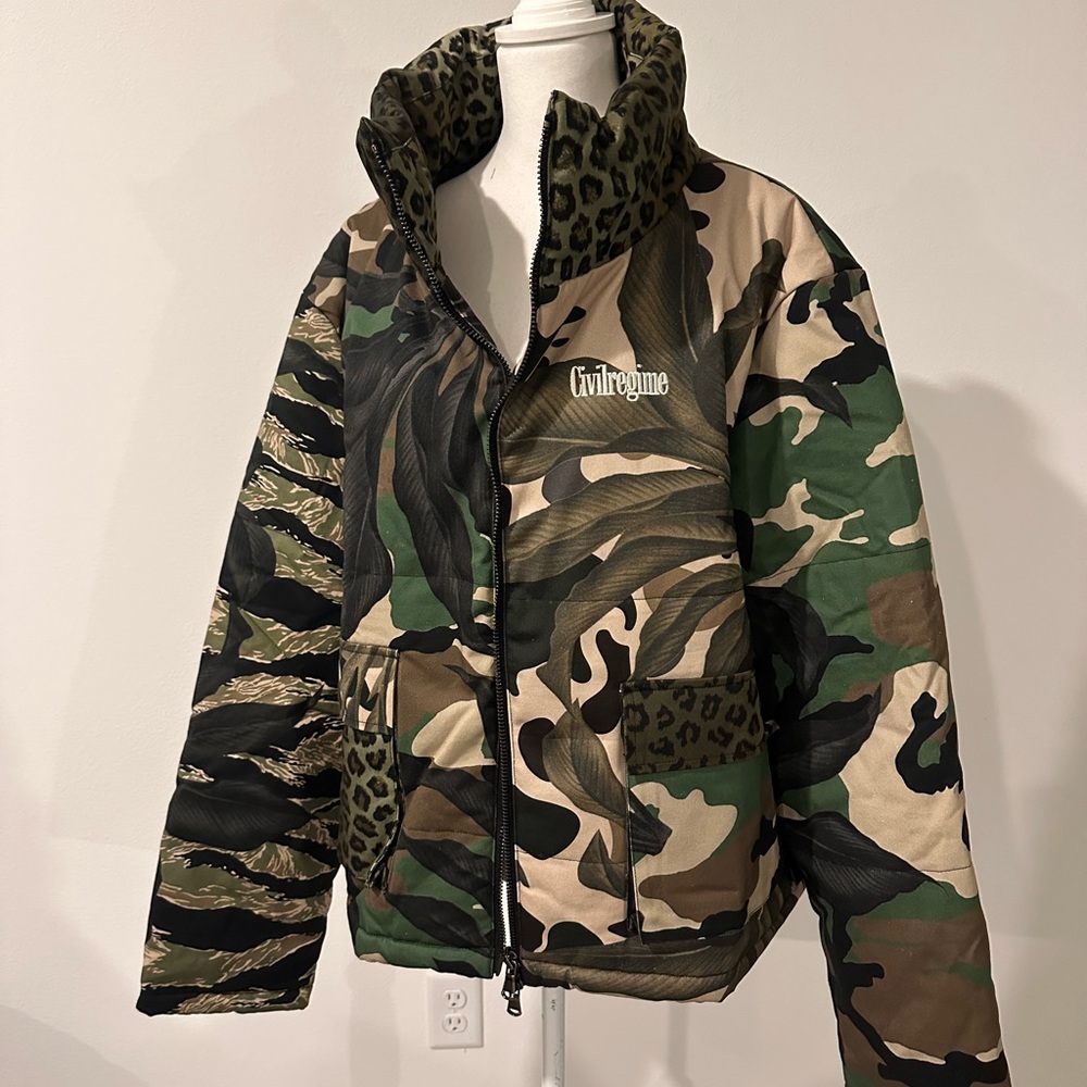 Civil Regime Camo Unapologetic Puffer Jacket 2XL NWT